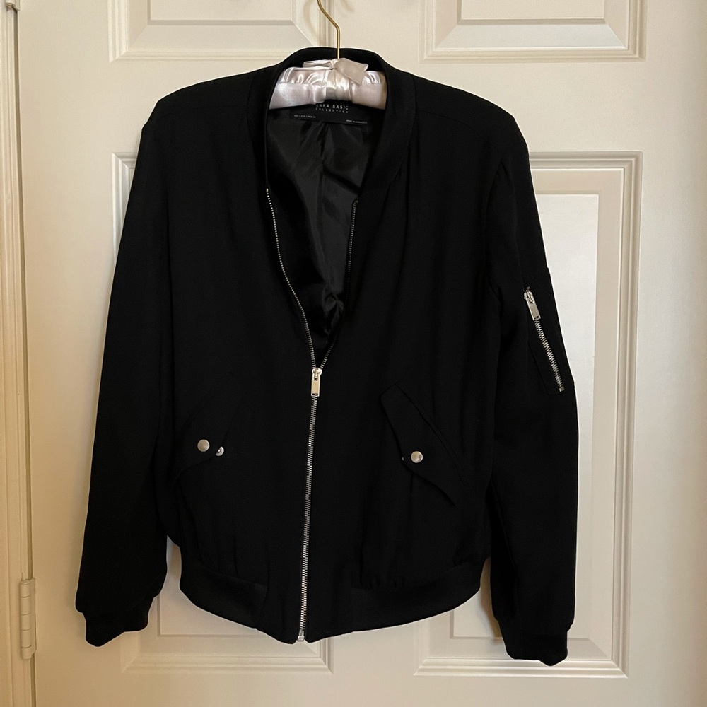 BRAND NEW ZARA women’s Black Bomber Jacket (S)